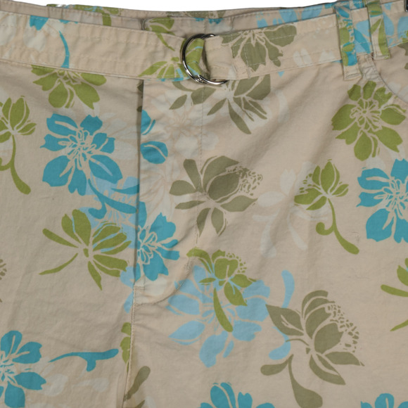 Venezia Yellow Capri Pants Floral Womens Size 18 36 x 19 Stretch Belted Pockets - Picture 3 of 8